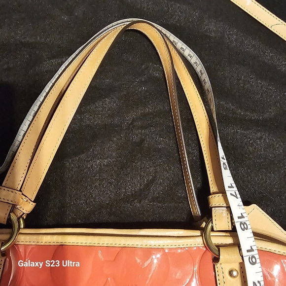 Coach Peyton Embossed Tote Orange/Coral - Picture 5 of 16